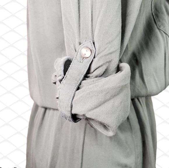 AEO Olive Green Casual Shirt Dress w/ Tie-waist - Picture 6 of 13